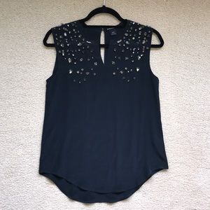 Navy rhinestone blouse - Club Monaco